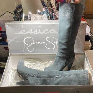 Jessica Simpson Blue Suede Heeled Boots